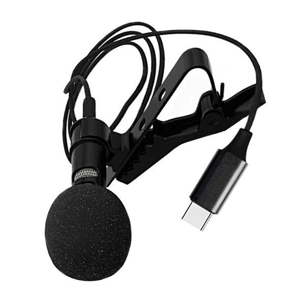 BESTOYARD Black Lavalier Microphone for Phone Live Broadcast Vlog with Clip and Type C Connector
