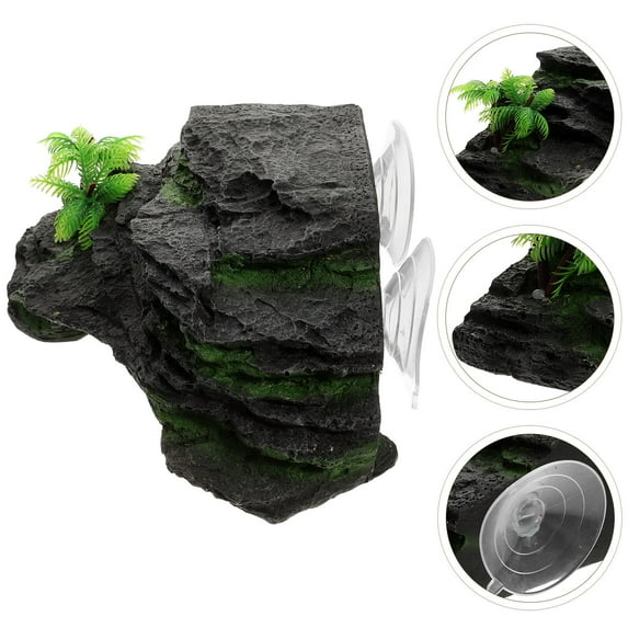 BESTOYARD Multi Functional Turtle Tank Platform and Aquarium Rock Decor in Black