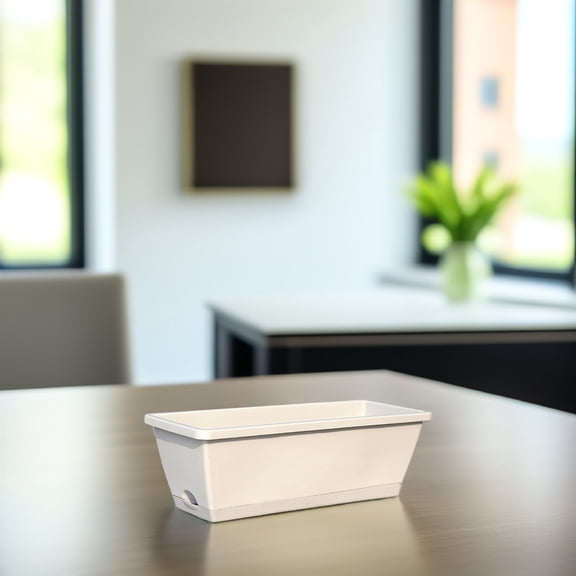 BESTOYARD 1Pc Resin Plant Basin Light Grey Rectangular Flowerpot for Balcony and Garden