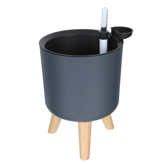 BESTOYARD 1Pack Water Flower Pot Self Watering Grey Plastic Planter for Housewarming