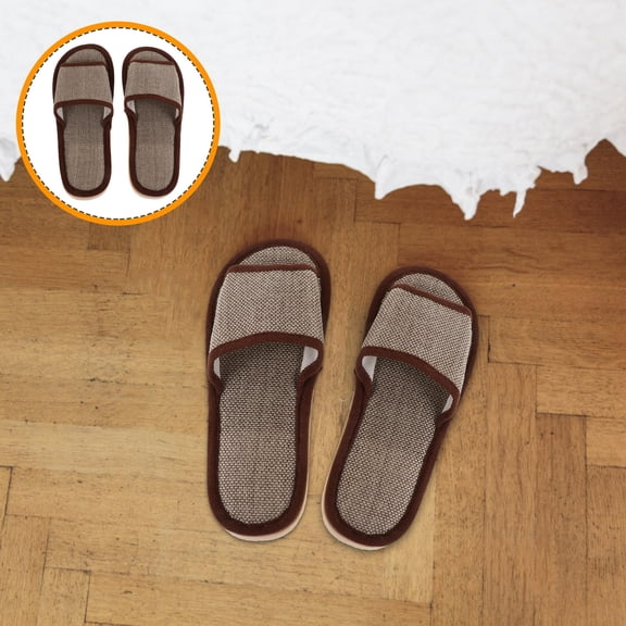 BESTOYARD 2 Pairs of Waterproof Slippers for Home Cotton Linen Coffee for Customers