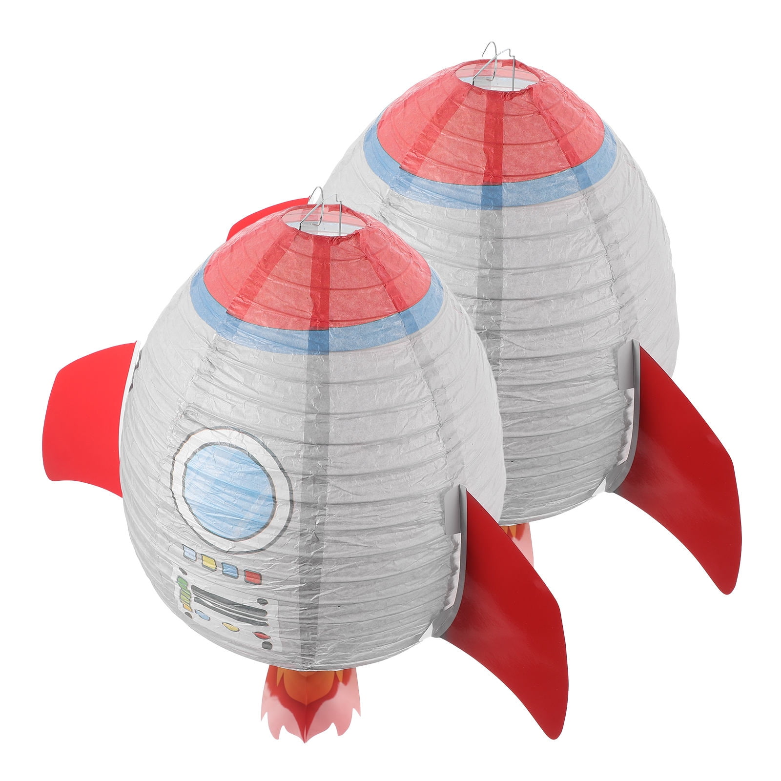 BESTOYARD 2 Pcs Space Rocket Lanterns Solar System Hanging Decorations for Kids Classroom Science Birthday Outer Space Parties