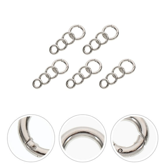 BESTOYARD Spring Circle Clip Secure Attachment Silver Zinc Alloy 20Pcs