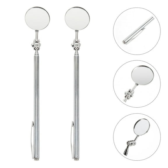 BESTOYARD 2Pcs Plated Silver Telescoping Vehicle Mirror Lightweight Tool for Hard to Reach Auto Areas