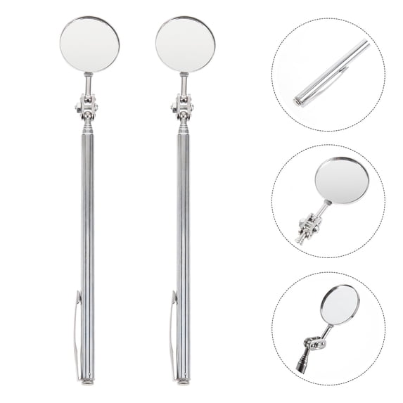 BESTOYARD 2Pcs Automotive Telescopic Inspection Mirror Silver for Mechanics Finding Small Metal Objects Back to School