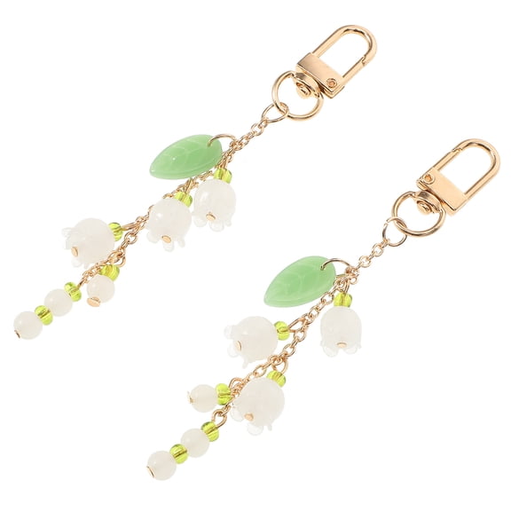 BESTOYARD 2Pcs Lightweight Keychains for Backpack and Bag Hanging Floral Design with Buckle Attachment