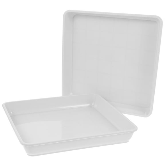 BESTOYARD 2Pcs White Plant Tray with Flat Bottom Prevents Sliding