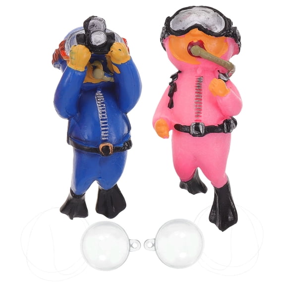 BESTOYARD 2Pcs Scuba Diver Fish Tank Decor PVC Assorted Shades for Pet Owners and Fish Tank Decorations