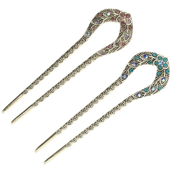 BESTOYARD 2Pcs Flower Tassels Hairpin Stick Alloy Hair Styling Hair Accessories for Women Party