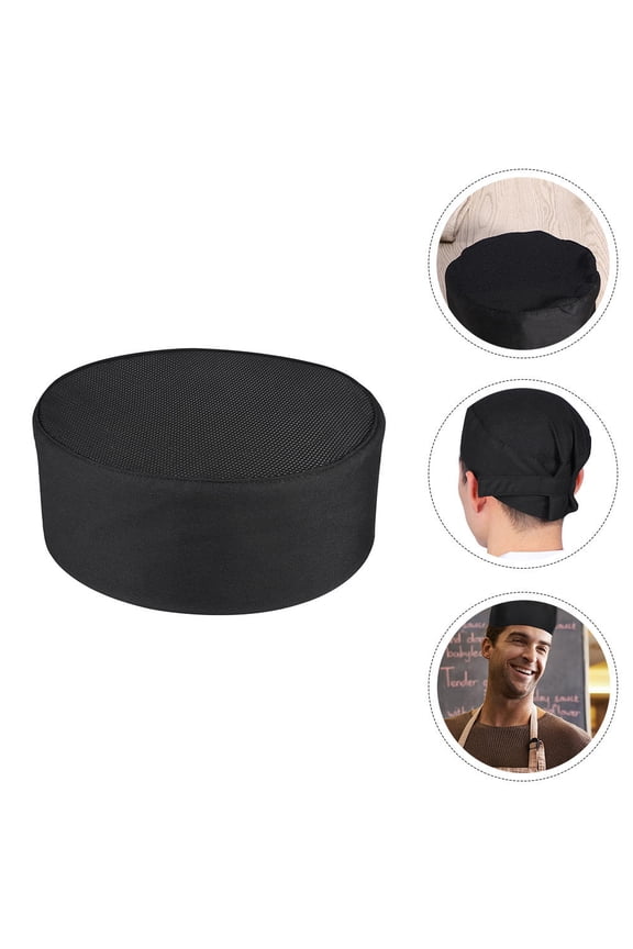 Breathable Cotton Chef Caps Black Adjustable for Professional Use 2Pcs