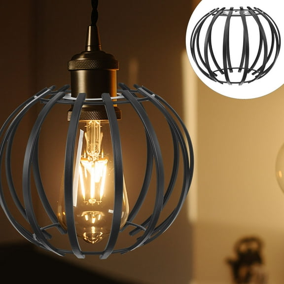 BESTOYARD 2pcs Small Rustic Metal Wire Cage Light Bulb Covers for Pendant Lighting Fixture Shade Replacement Accessories
