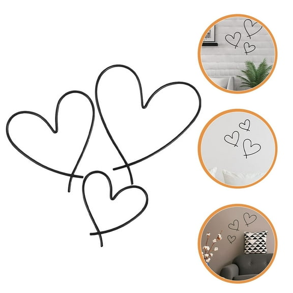BESTOYARD 3Pcs Large Black Metal Heart Wall Art for Bedroom and Living Room Decor