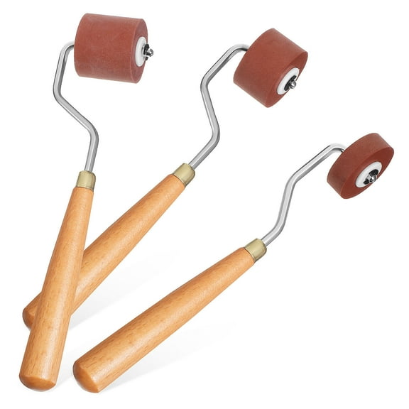 BESTOYARD Rubber Paint Brush Printmaking Tools Brown 3pcs