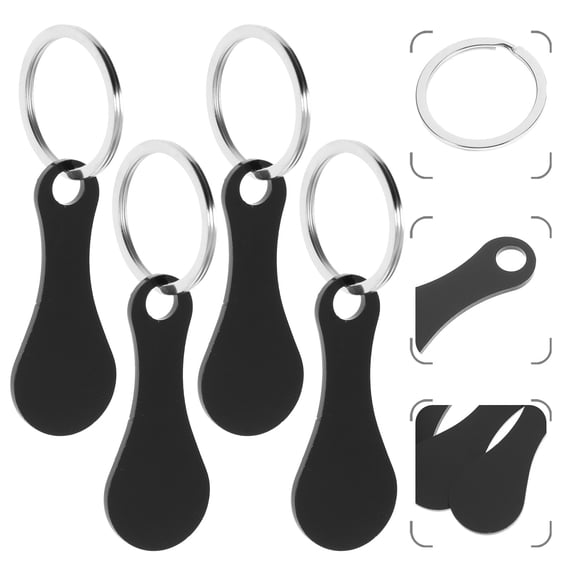 BESTOYARD 4Pcs Shopping Trolley Tokens Key Rings in Black for Daily Use and Trolley Coin Keyring Users