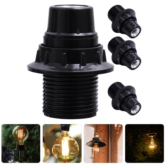 BESTOYARD 4Pcs Black E14 Light Socket Lamp Base Durable Plastic Bulb Holder Replacement for Home Use