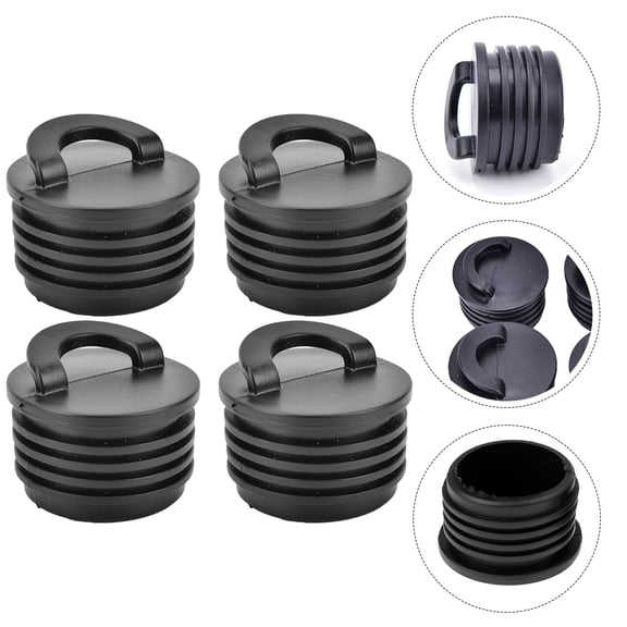 BESTOYARD 4Pcs Universal Boat Scupper Drain Plug Kit Black Portable Water Resistant Plugs