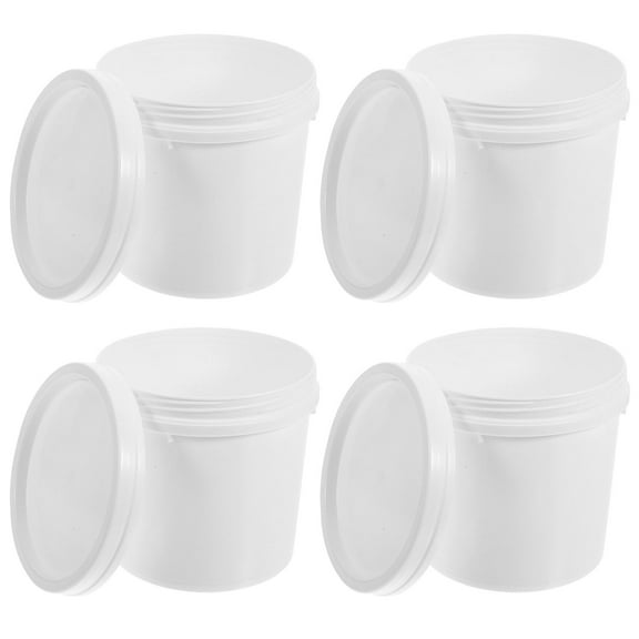 BESTOYARD 4Pcs Multifunctional White Plastic Paint Bucket with Tight Sealing Lid