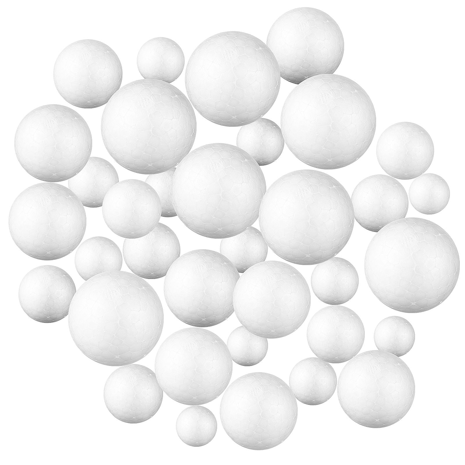 BESTOYARD 50 Pack Foam Balls For Craft, Assorted Sizes Round White ...