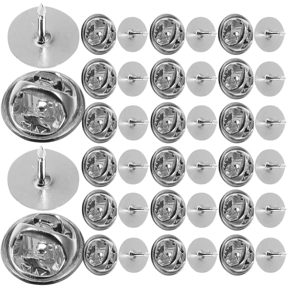 BESTOYARD 50 Sets of Metal Pin Backs for Jewelry Making in Silver Copper for DIY Projects