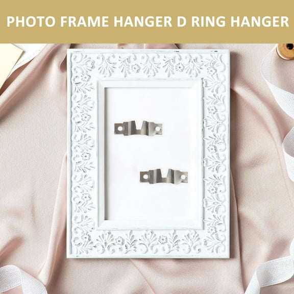 BESTOYARD 50Pcs Silver Photo Frame Hangers with D Ring Double Hole for Framed Pictures Home Office Use
