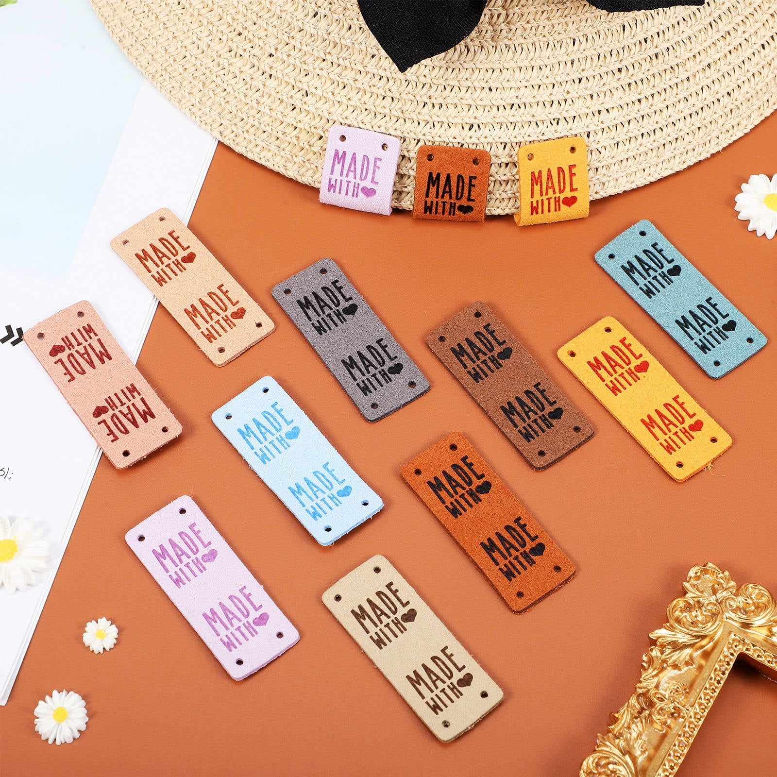 BESTOYARD 50pcs Unique Shape Handmade Labels For Sewing PU Leather ...