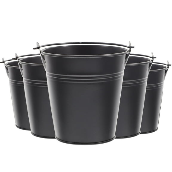 BESTOYARD 5Pcs Iron Flower Pot with Handle Black Multi-Function Planting Pot for Home