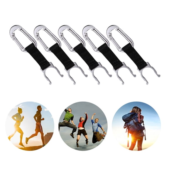 BESTOYARD 5Pcs Bottle Holder Belt with Aluminum Alloy Hook and Ribbon Strap for Hiking and Traveling