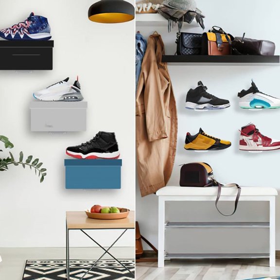 BESTOYARD 6Pcs Floating Shoe Rack Wall Mounted Clear Acrylic Display Shelves for Sneaker Storage