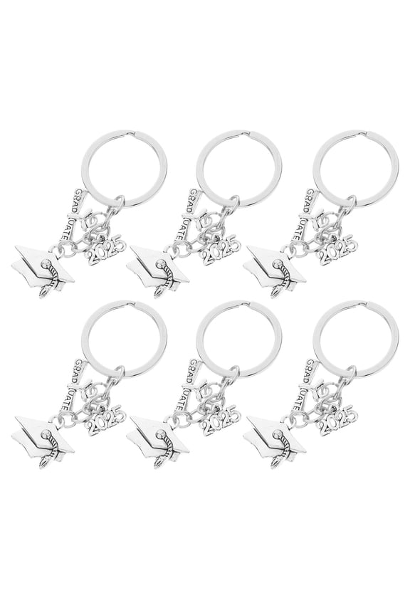 Graduation Season Keychain Zinc Alloy for High School Students 6Pcs 3In