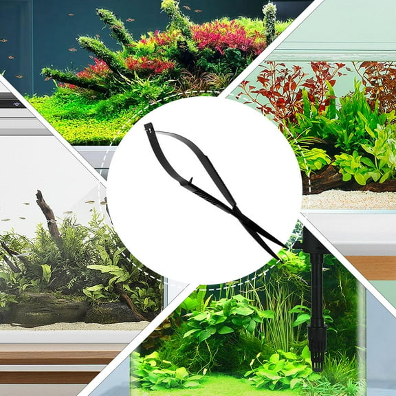 BESTOYARD Black Stainless Steel Fish Tank Plant Scissors for Trimming Small or Thin Water Plants