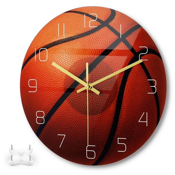 BESTOYARD Basketball Wall Clock Acrylic Time Reminder General Users Living Room 1Pack