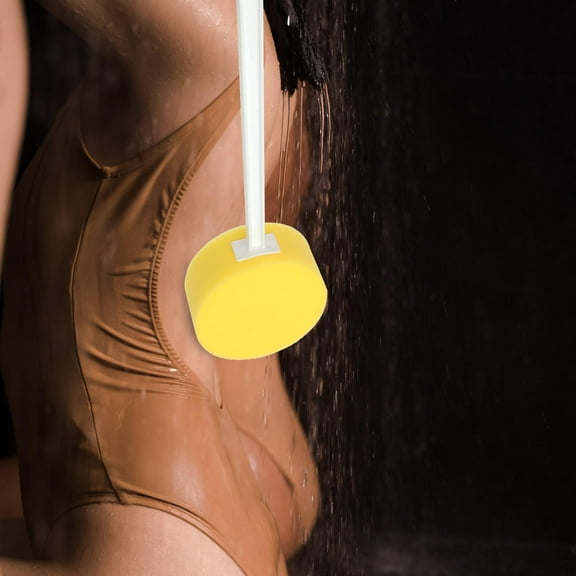 BESTOYARD Shower Back Brush with Long Handle Yellow Bath Scrubber for Full Body Cleaning and Easy Use