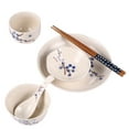 thumbnail image 1 of BESTOYARD Blue Ceramic Tableware Set with Plum Flower Design for Home Use Includes Bowl Plate Cup Dish Spoon Chopsticks 6 Pieces, 1 of 8