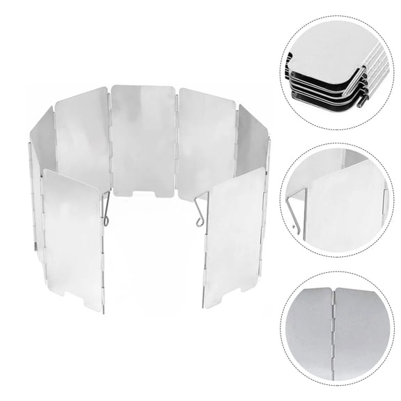 BESTOYARD Outdoor Folding Stove Windshield Adjustable Aluminum Alloy for Camping Use