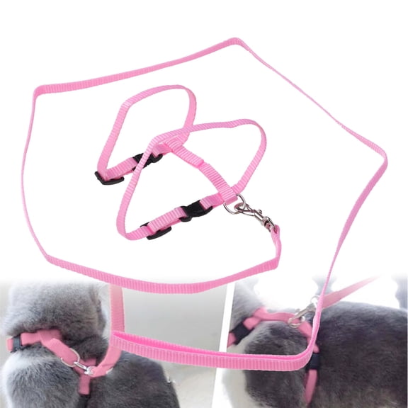 BESTOYARD Pink Cat Harness Lightweight Adjustable Nylon Leash for Pet Outdoor Walks