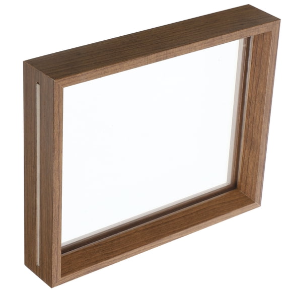 BESTOYARD Double Sided Photo Frame Brown Acrylic Picture Holder for Indoor Display 1Set
