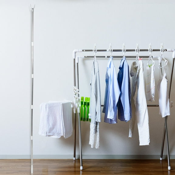 BESTOYARD Heavy Duty White Clothes Drying Pole Adjustable and Detachable for Home Use