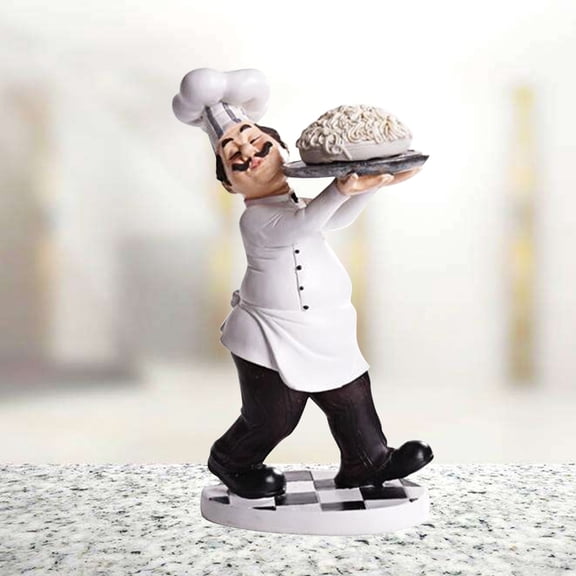 BESTOYARD Resin Chef Statue Figurines White 1Pack Home Kitchen Decoration