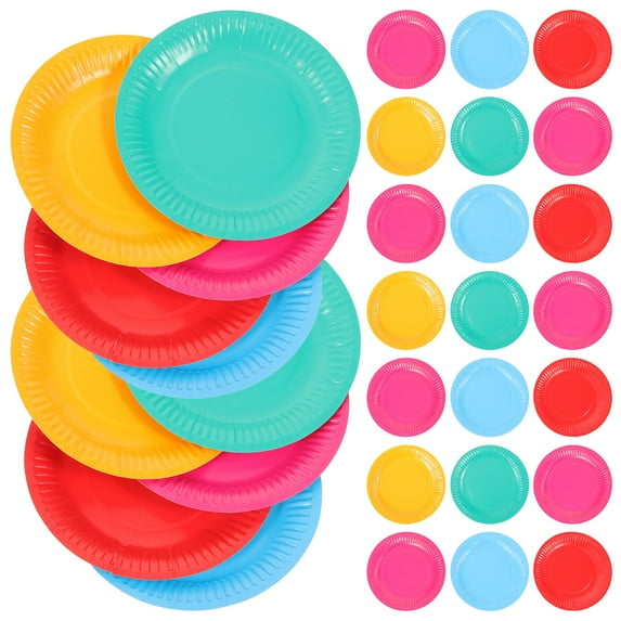 BESTOYARD 100Pcs Color Paper Plates Disposable Food Safe for Birthday and Wedding