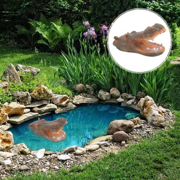 BESTOYARD Resin Hippo Head Decoration Light Brown Floating Figurine for Pond and Lawn