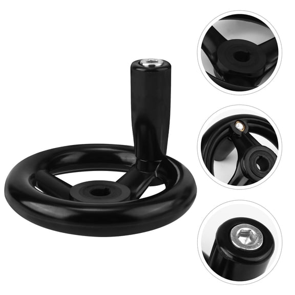 BESTOYARD Black Bakelite Round Hand Wheel with Handle for Machine Use High Mechanical Strength and Easy Installation