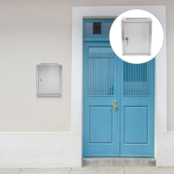 BESTOYARD Lockable Stainless Steel Donation Box Silver Waterproof Sturdy for Multifunctional Use