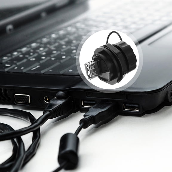 BESTOYARD USB Front Panel Adapter Black Waterproof Pass Through Connector for Industrial Use