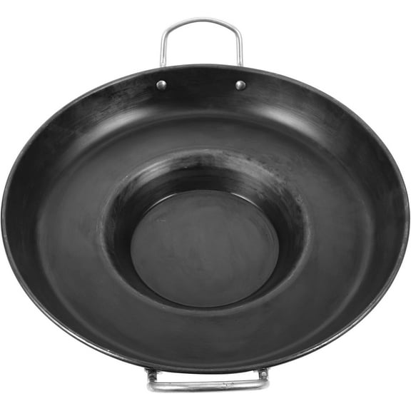 BESTOYARD Iron Comal Concave Pan, Stir Fry Pan Non-stick Pancake Pan Egg Skillet Mexican Style Wok Tacos Frying Bowl Flat Bottom Breakfast Pan for Kitchen Restaurant 32cm, 31.50X31.50X10.00CM, Black