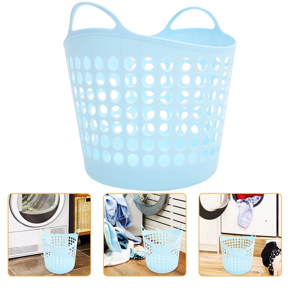 BESTOYARD Washing Basket Laundry PE Plastic Portable Round Basket for Living Room 1Pcs