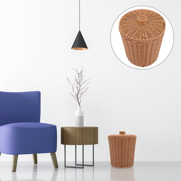 BESTOYARD Bedroom Trash Can Decorative Waste Holder in Brown for Friends 1Pack