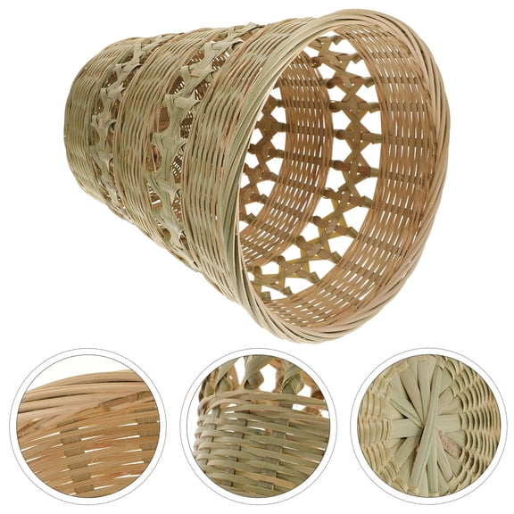 BESTOYARD Light Green Bamboo Woven Trash Can Synthetic Material for Storage Use 1PC 12.7x12.7x25.4cm