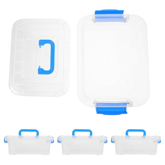 BESTOYARD 5Pcs Blue Plastic Storage Case with Handle Durable Organizer for Kitchen and Desk