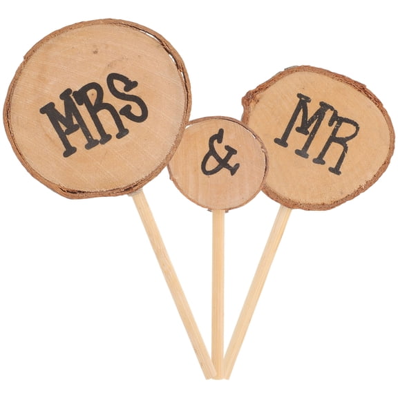 BESTOYARD Multi-Color Natural Wood Cake Topper for Parties and Banquets