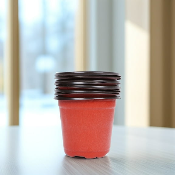 BESTOYARD 50Pcs Red Plastic Basin Flower Pot Ideal for Decorating Tables Shelves and Windowsills